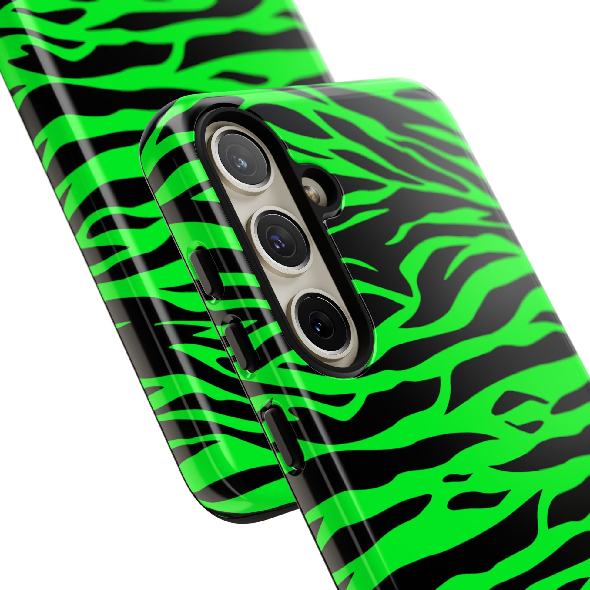 Green Cute Wild Tiger Print Pattern Tough Phone Case, Phone Case, JSCHAFFA.com