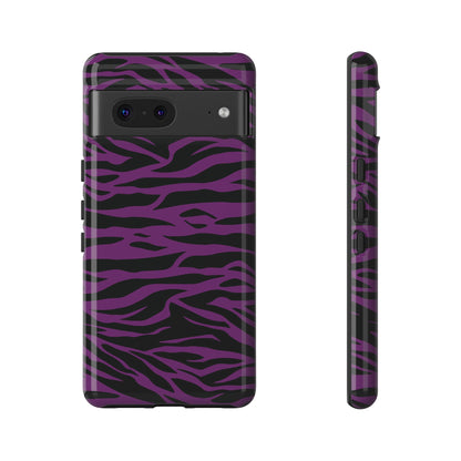 Purple Black Tiger print tough phone case