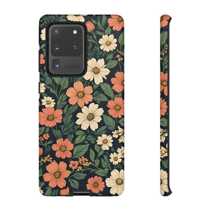 Orange & White Floral Phone Case - Elegant Protection for iPhone, Samsung, and Google Phones