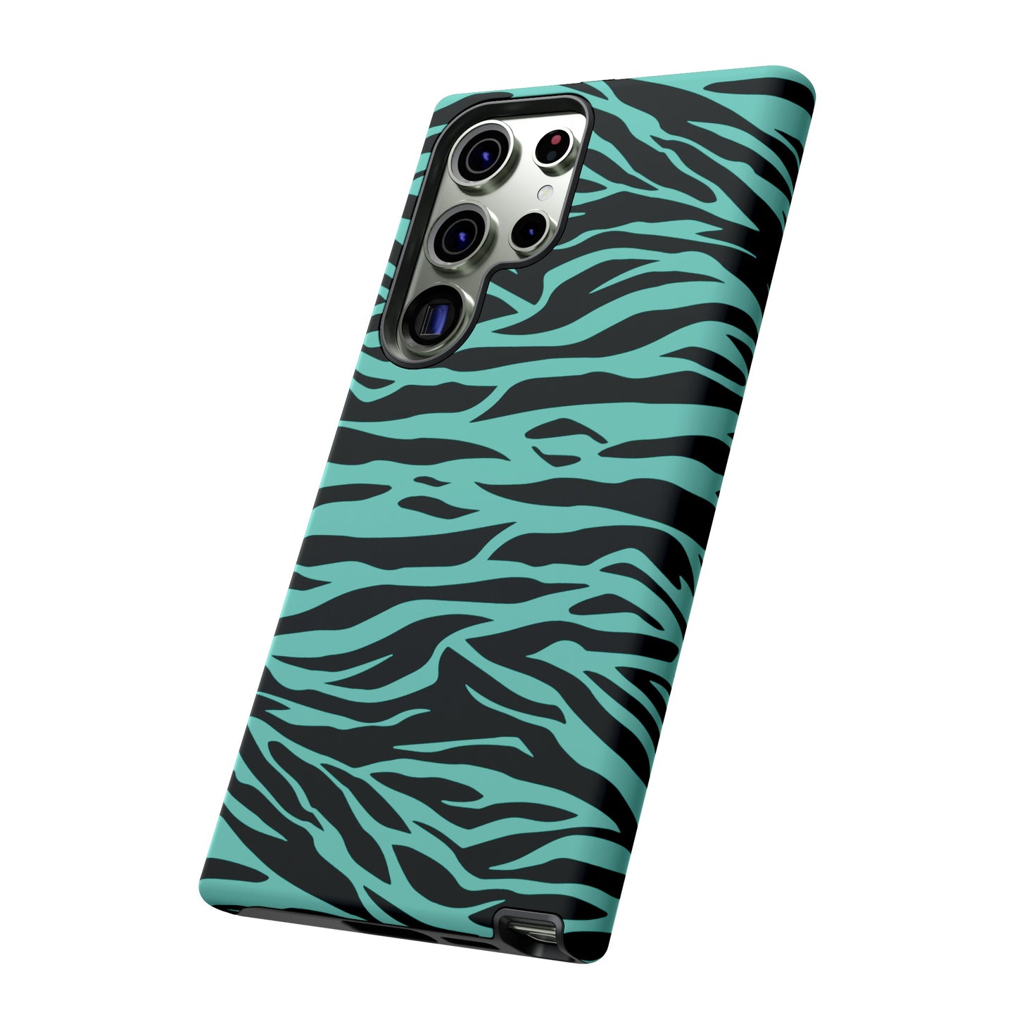 Aqua Cute Wild Tiger Print Pattern Tough Phone Case, Phone Case, JSCHAFFA.com