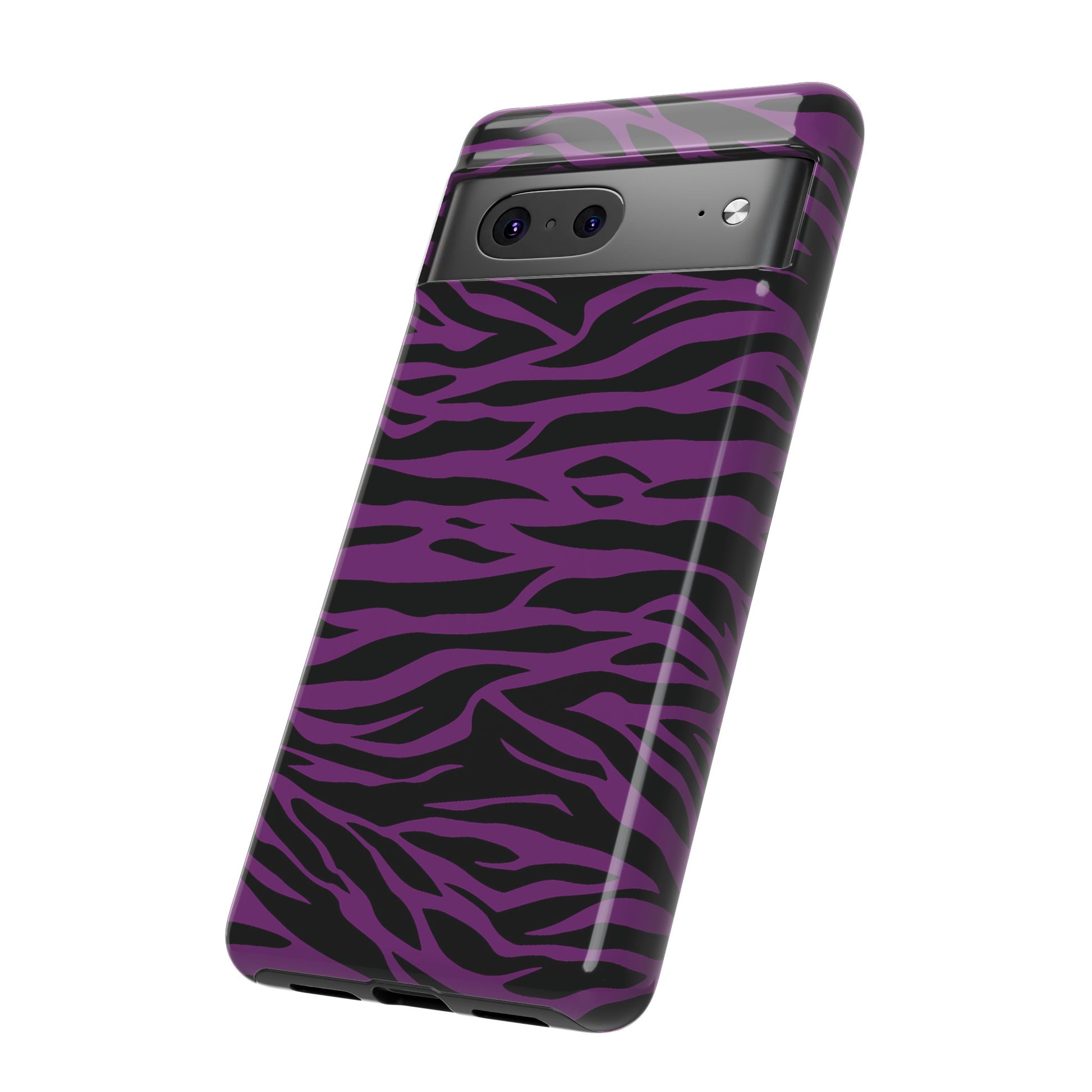 Purple Black Tiger print tough phone case, Phone Case, JSCHAFFA.com