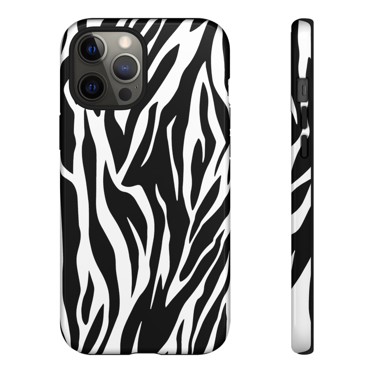 Black White Tiger Print Tough Case Cover for iPhone Samsung and Google phones., Phone Case, JSCHAFFA.com