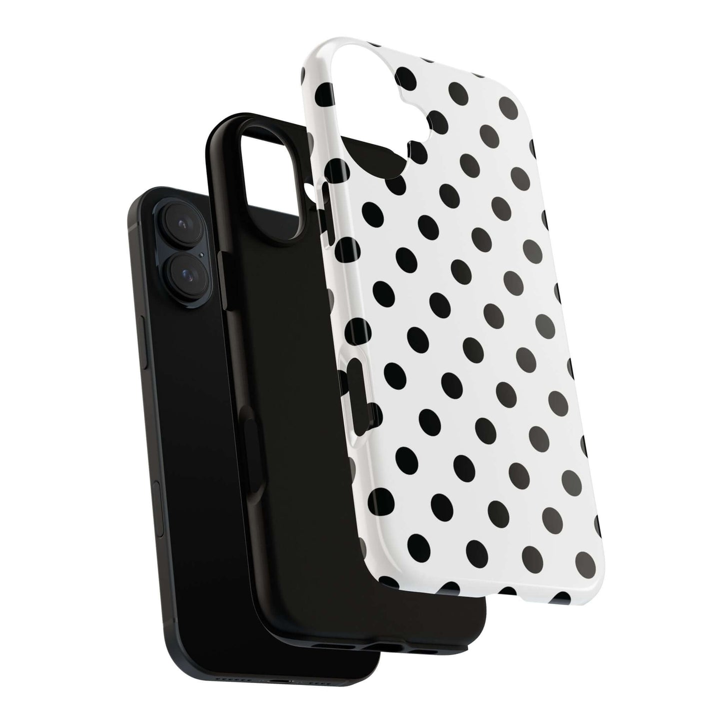 Black & White Polka dot Tough Phone Case for iPhone, Samsung, Google