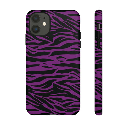 Purple Black Tiger print tough phone case, Phone Case, JSCHAFFA.com