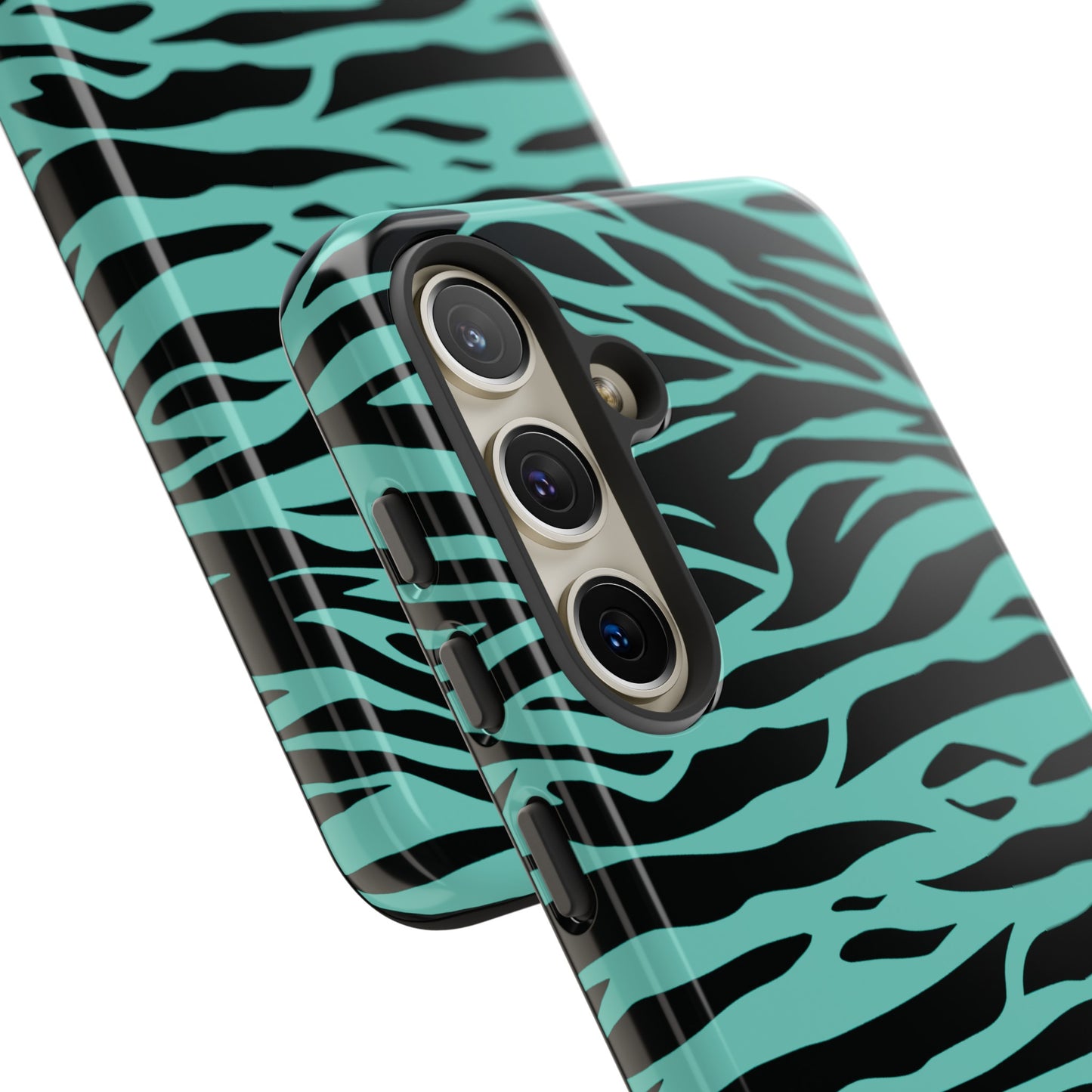 Aqua Cute Wild Tiger Print Pattern Tough Phone Case, Phone Case, JSCHAFFA.com