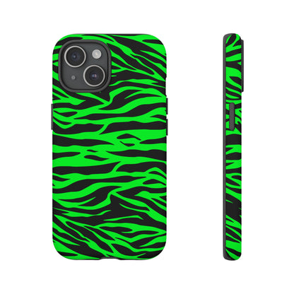 Green Cute Wild Tiger Print Pattern Tough Phone Case, Phone Case, JSCHAFFA.com