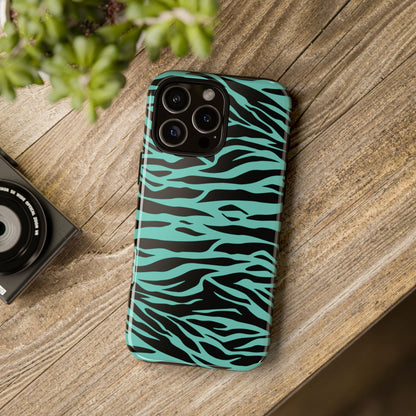 Aqua Cute Wild Tiger Print Pattern Tough Phone Case