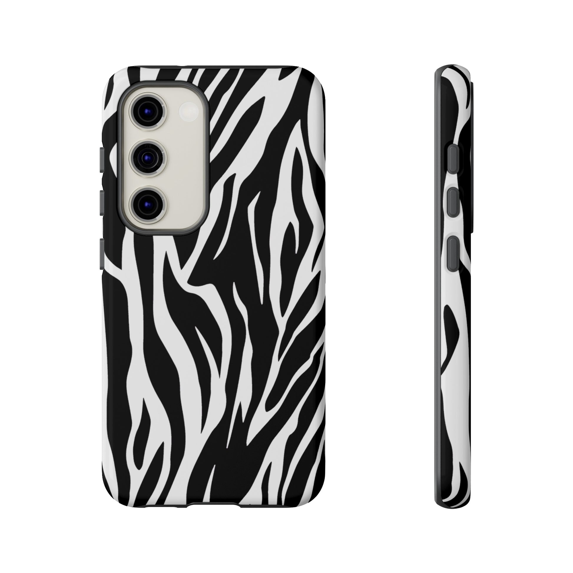 Black White Tiger Print Tough Case Cover for iPhone Samsung and Google phones., Phone Case, JSCHAFFA.com