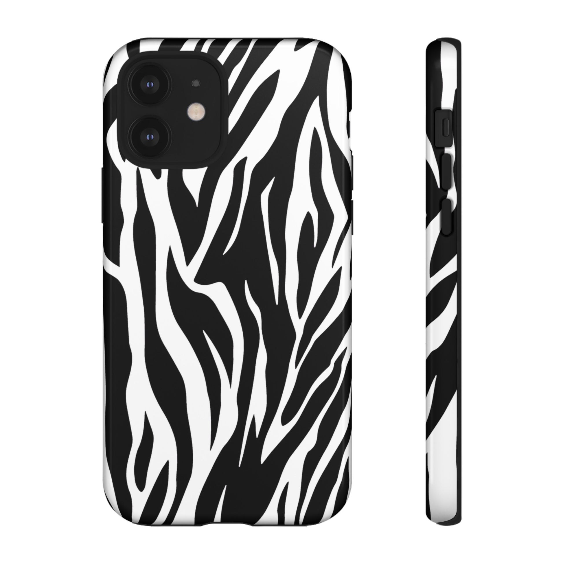 Black White Tiger Print Tough Case Cover for iPhone Samsung and Google phones., Phone Case, JSCHAFFA.com