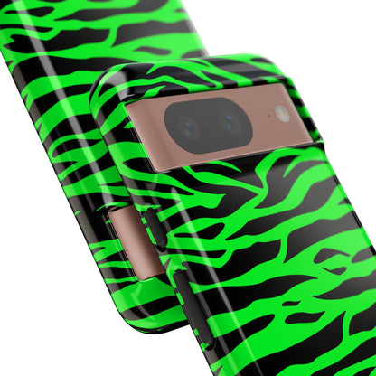 Green Cute Wild Tiger Print Pattern Tough Phone Case, Phone Case, JSCHAFFA.com