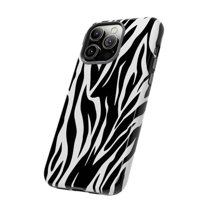 Black White Tiger Print Tough Case Cover for iPhone Samsung and Google phones., Phone Case, JSCHAFFA.com