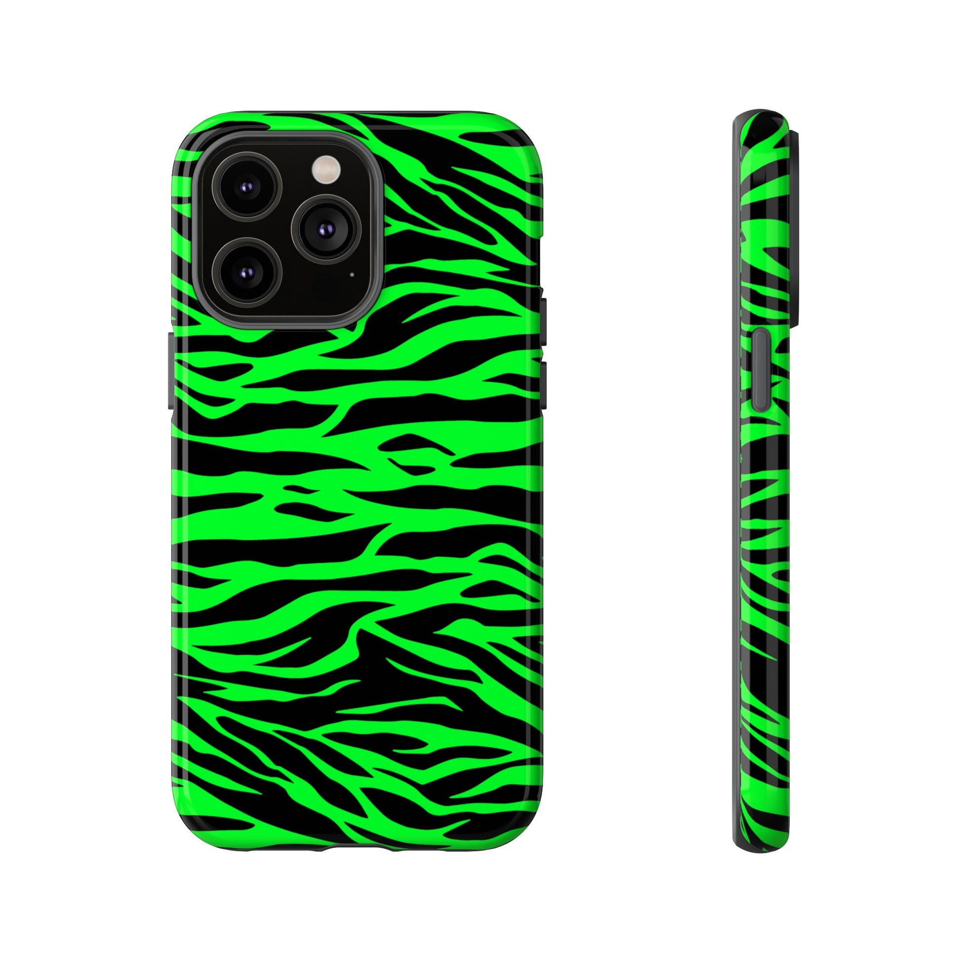 Green Cute Wild Tiger Print Pattern Tough Phone Case, Phone Case, JSCHAFFA.com