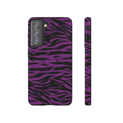 Purple Black Tiger print tough phone case