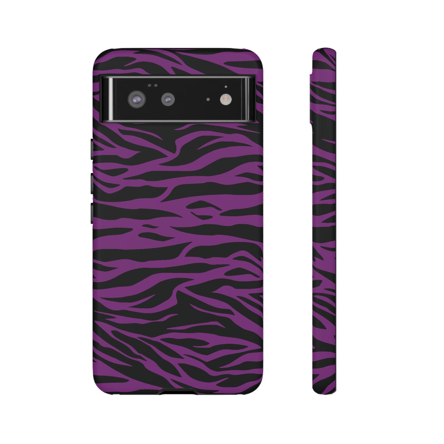 Purple Black Tiger print tough phone case, Phone Case, JSCHAFFA.com