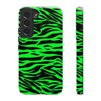 Green Cute Wild Tiger Print Pattern Tough Phone Case, Phone Case, JSCHAFFA.com