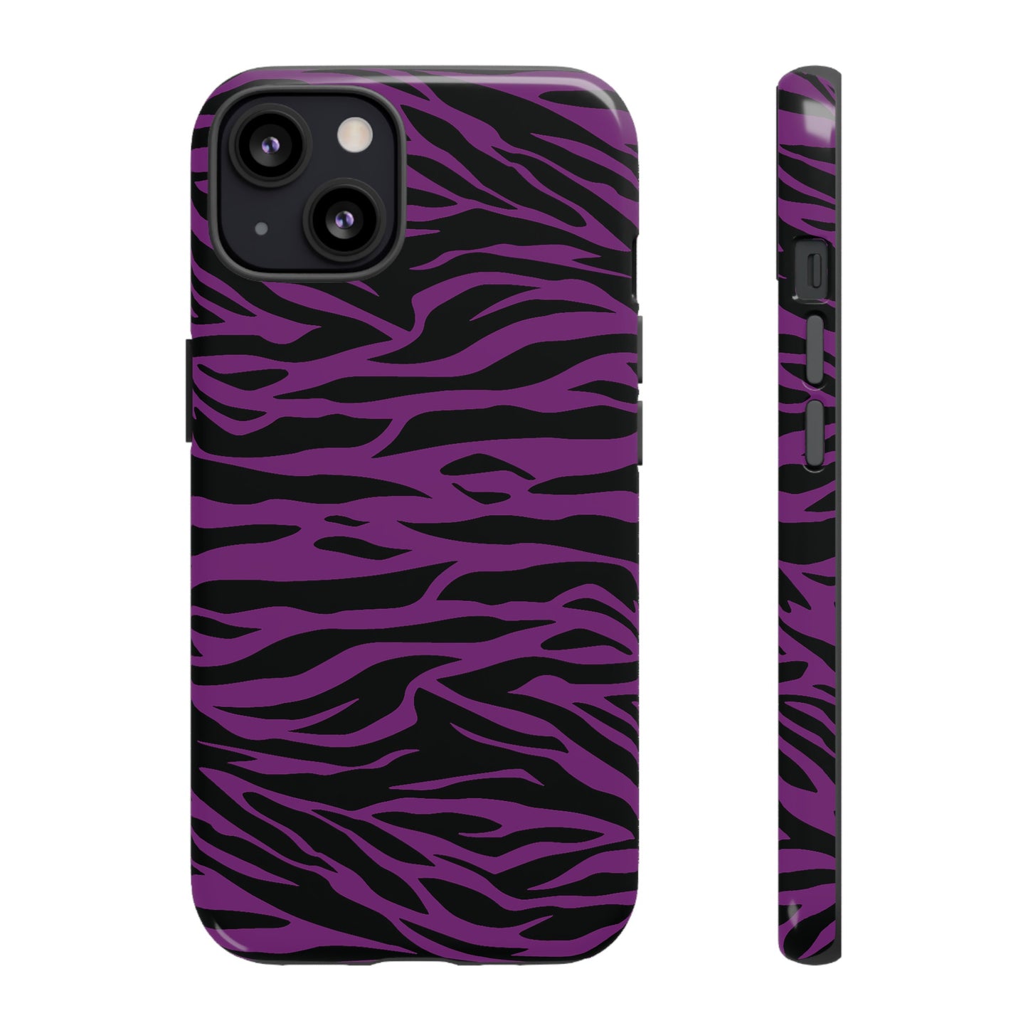 Purple Black Tiger print tough phone case, Phone Case, JSCHAFFA.com