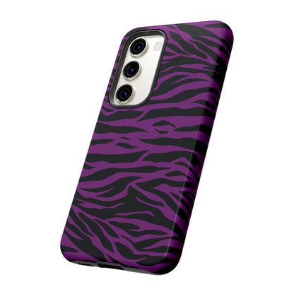 Purple Black Tiger print tough phone case, Phone Case, JSCHAFFA.com