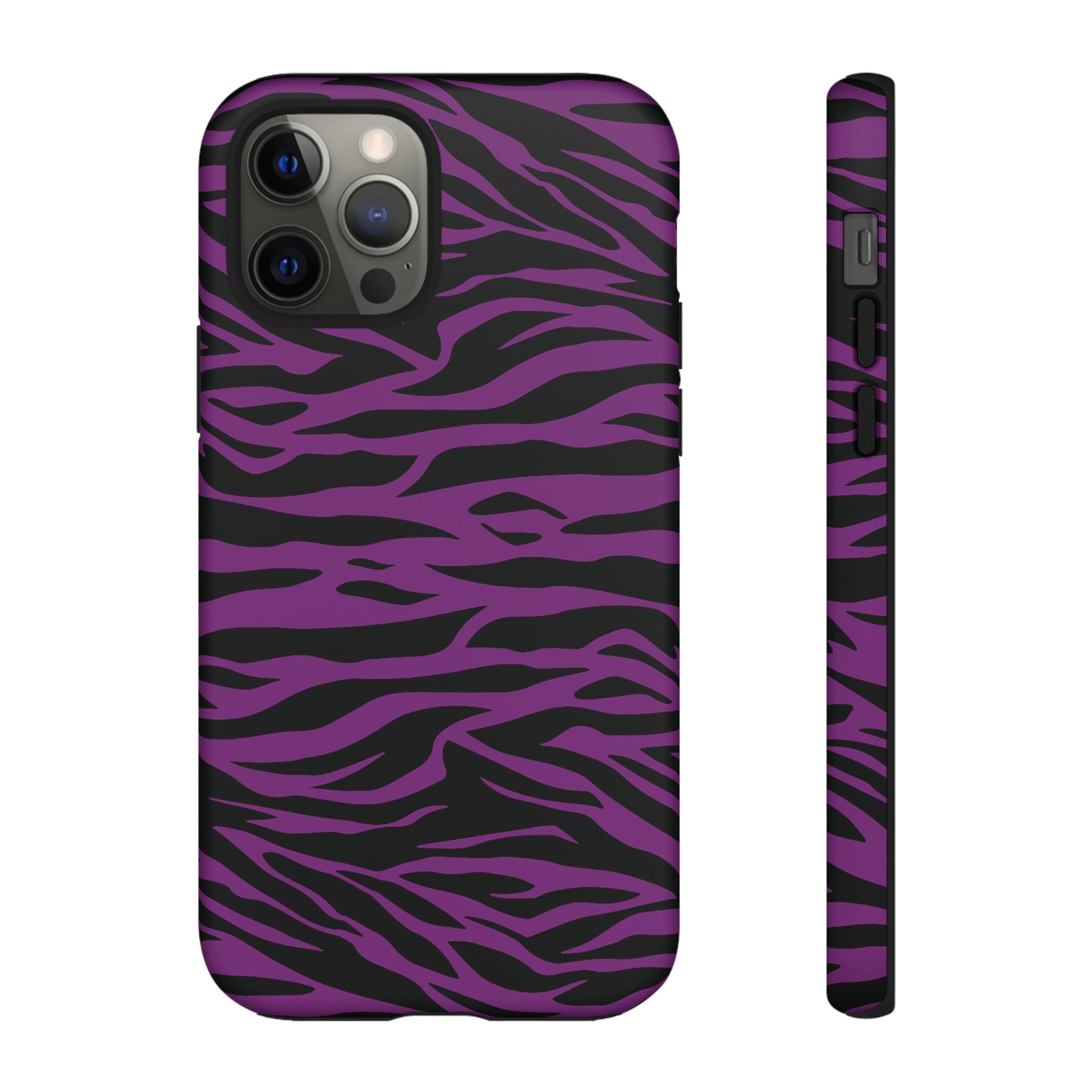 Purple Black Tiger print tough phone case, Phone Case, JSCHAFFA.com