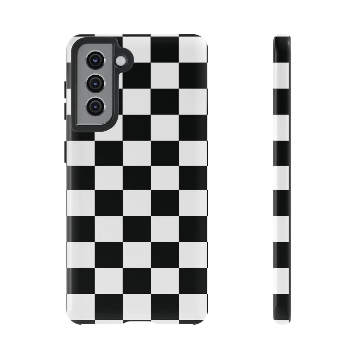 Checkered Tough Cases, Protective Phone Cover, High Gloss Black iPhone Case, Geometric Design, Strong Phone Shell, Phone Accessorie