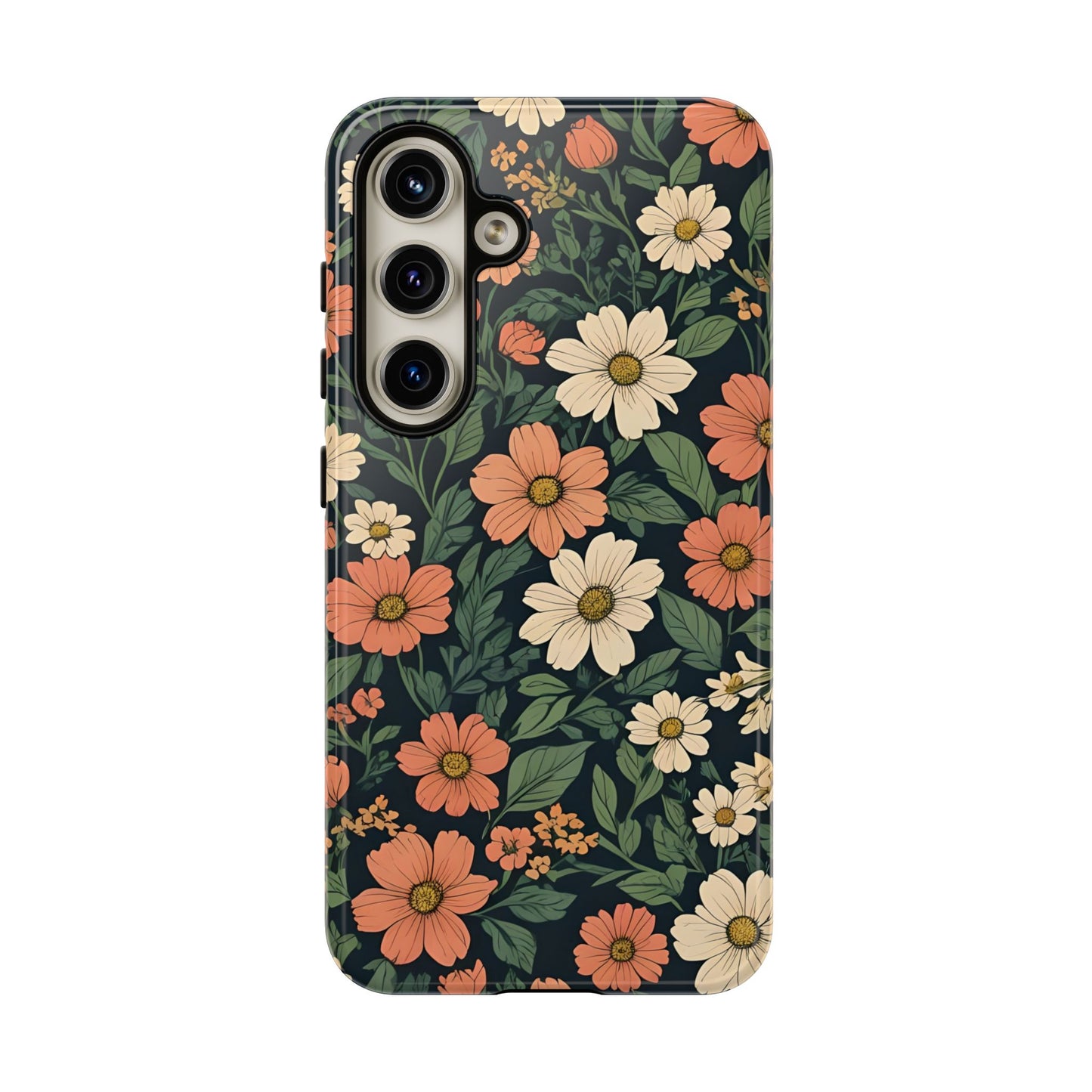 Orange & White Floral Phone Case - Elegant Protection for iPhone, Samsung, and Google Phones