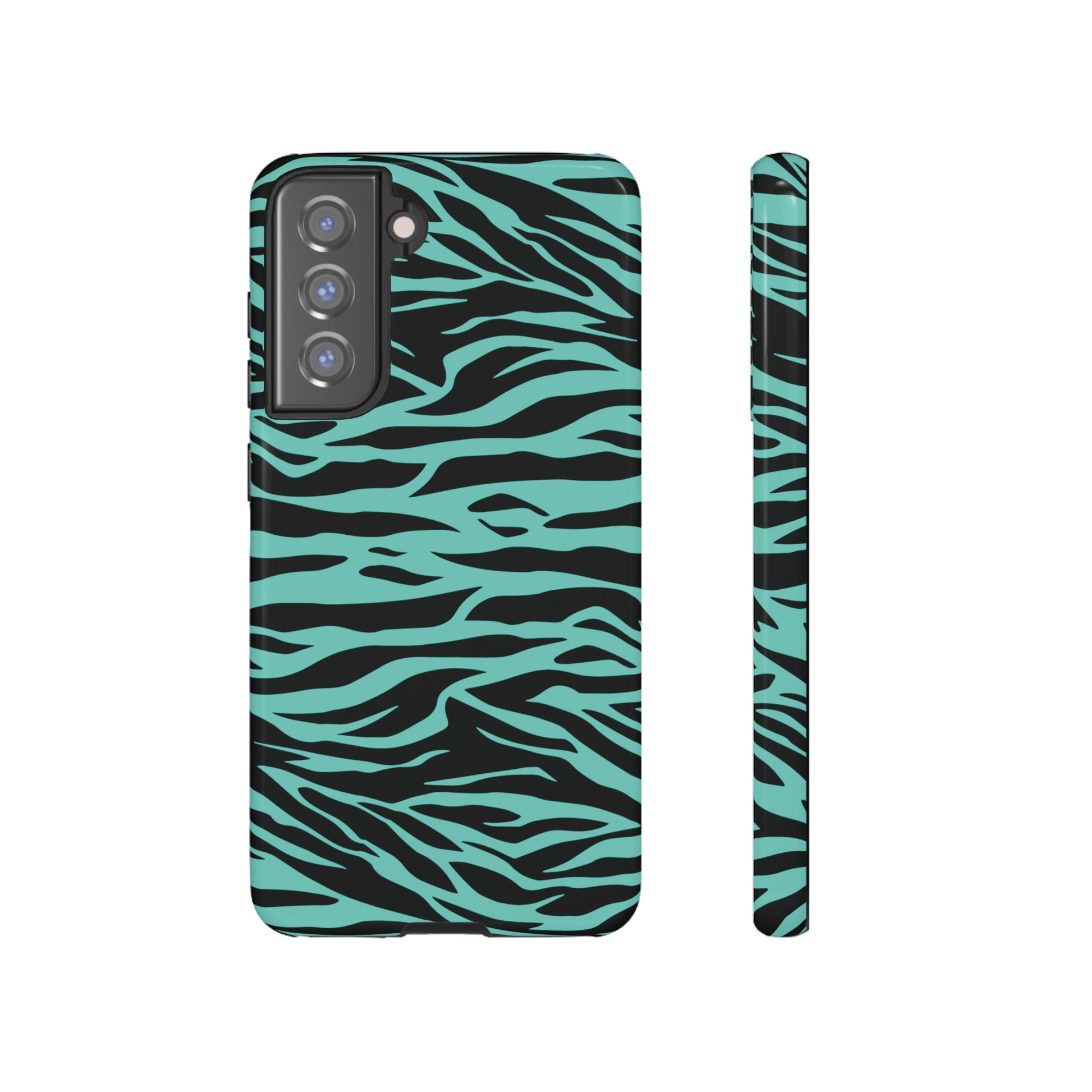 Aqua Cute Wild Tiger Print Pattern Tough Phone Case, Phone Case, JSCHAFFA.com