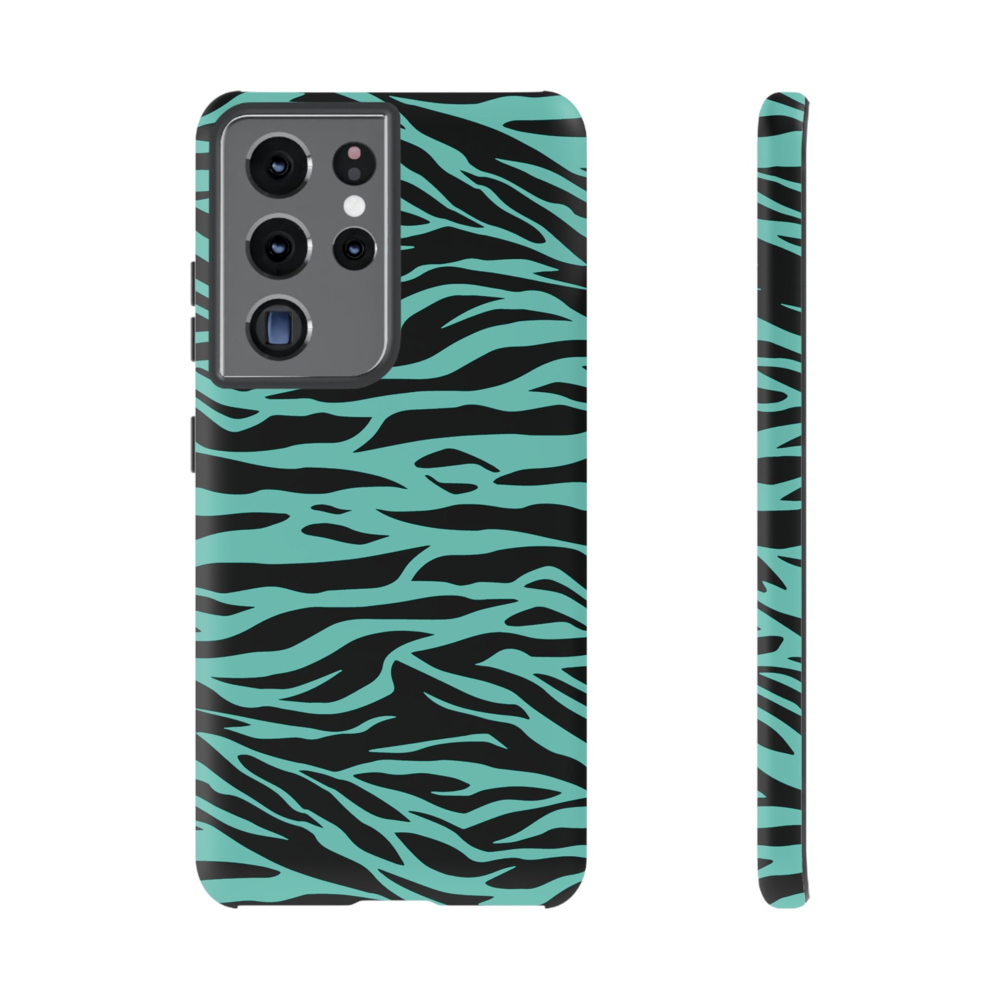 Aqua Cute Wild Tiger Print Pattern Tough Phone Case, Phone Case, JSCHAFFA.com