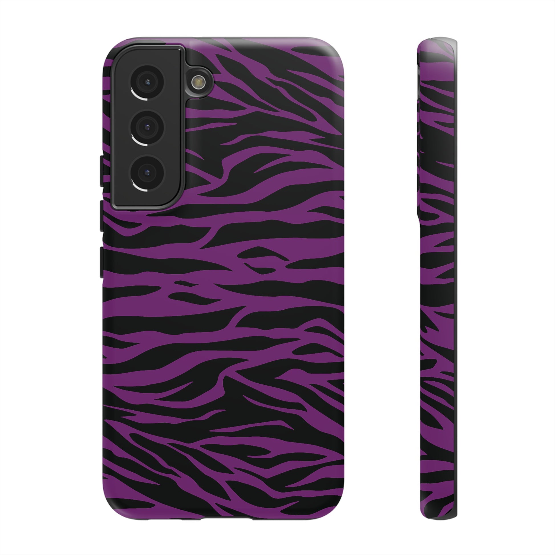 Purple Black Tiger print tough phone case, Phone Case, JSCHAFFA.com