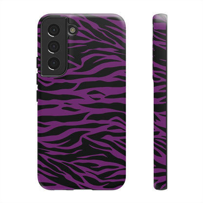 Purple Black Tiger print tough phone case, Phone Case, JSCHAFFA.com