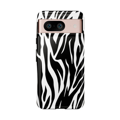 Black White Tiger Print Tough Case Cover for iPhone Samsung and Google phones., Phone Case, JSCHAFFA.com