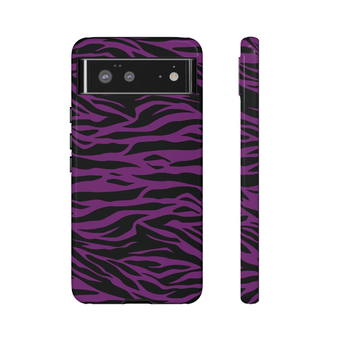 Purple Black Tiger print tough phone case