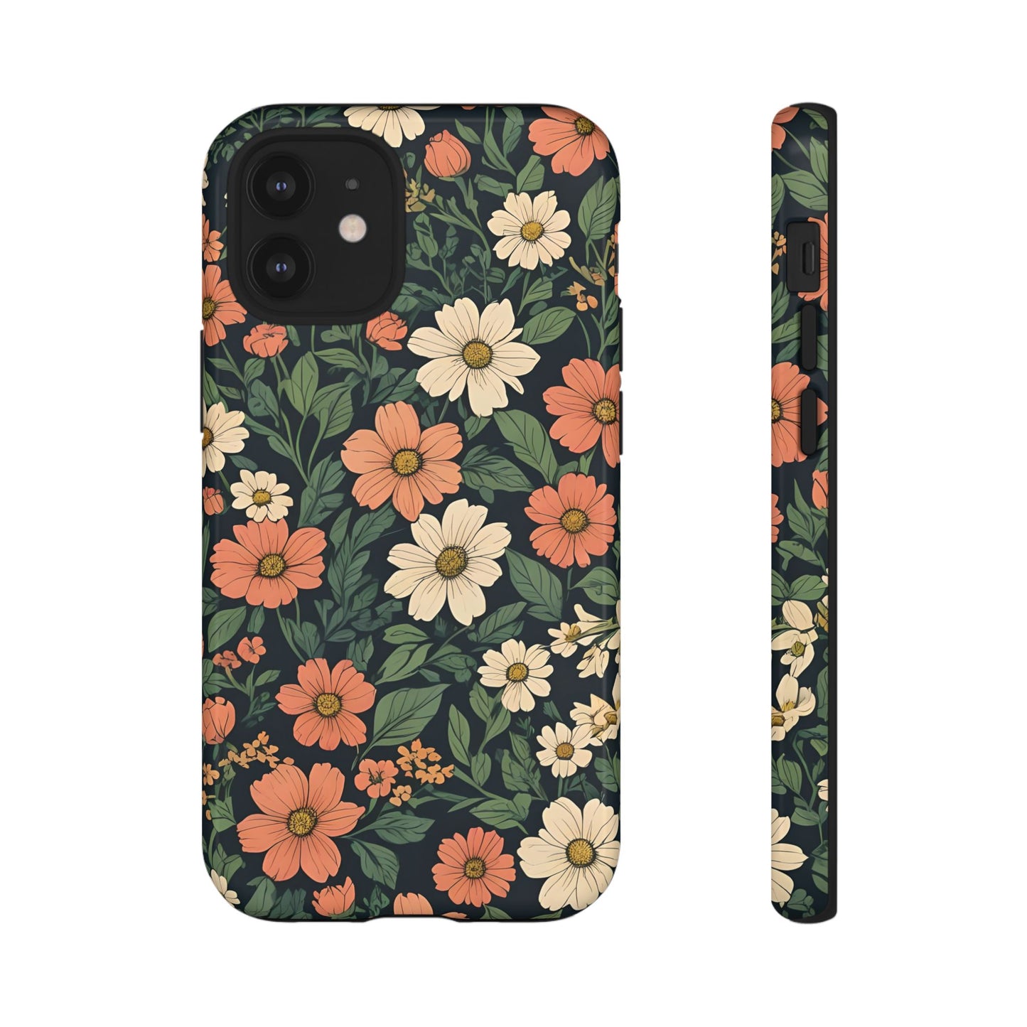 Orange & White Floral Phone Case - Elegant Protection for iPhone, Samsung, and Google Phones