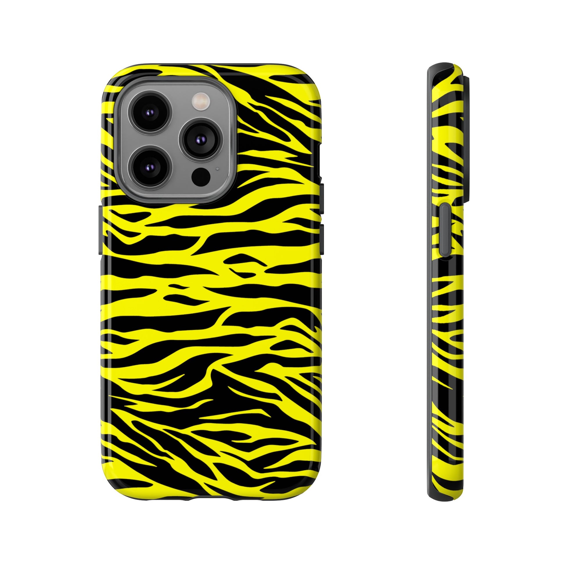 Yellow Cute Wild Tiger Print Pattern Tough Phone Case, Phone Case, JSCHAFFA.com