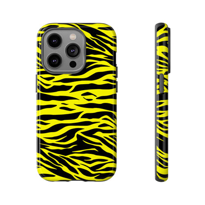 Yellow Cute Wild Tiger Print Pattern Tough Phone Case, Phone Case, JSCHAFFA.com