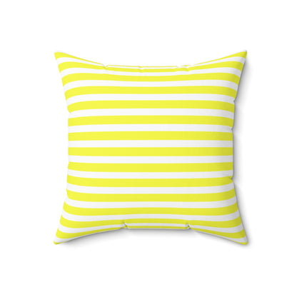 Yellow White Striped Square Pillow | Coastal Nautical Throw Pillow