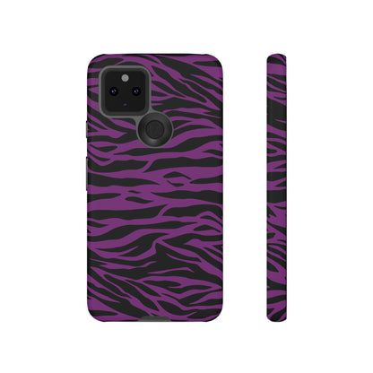 Purple Black Tiger print tough phone case, Phone Case, JSCHAFFA.com