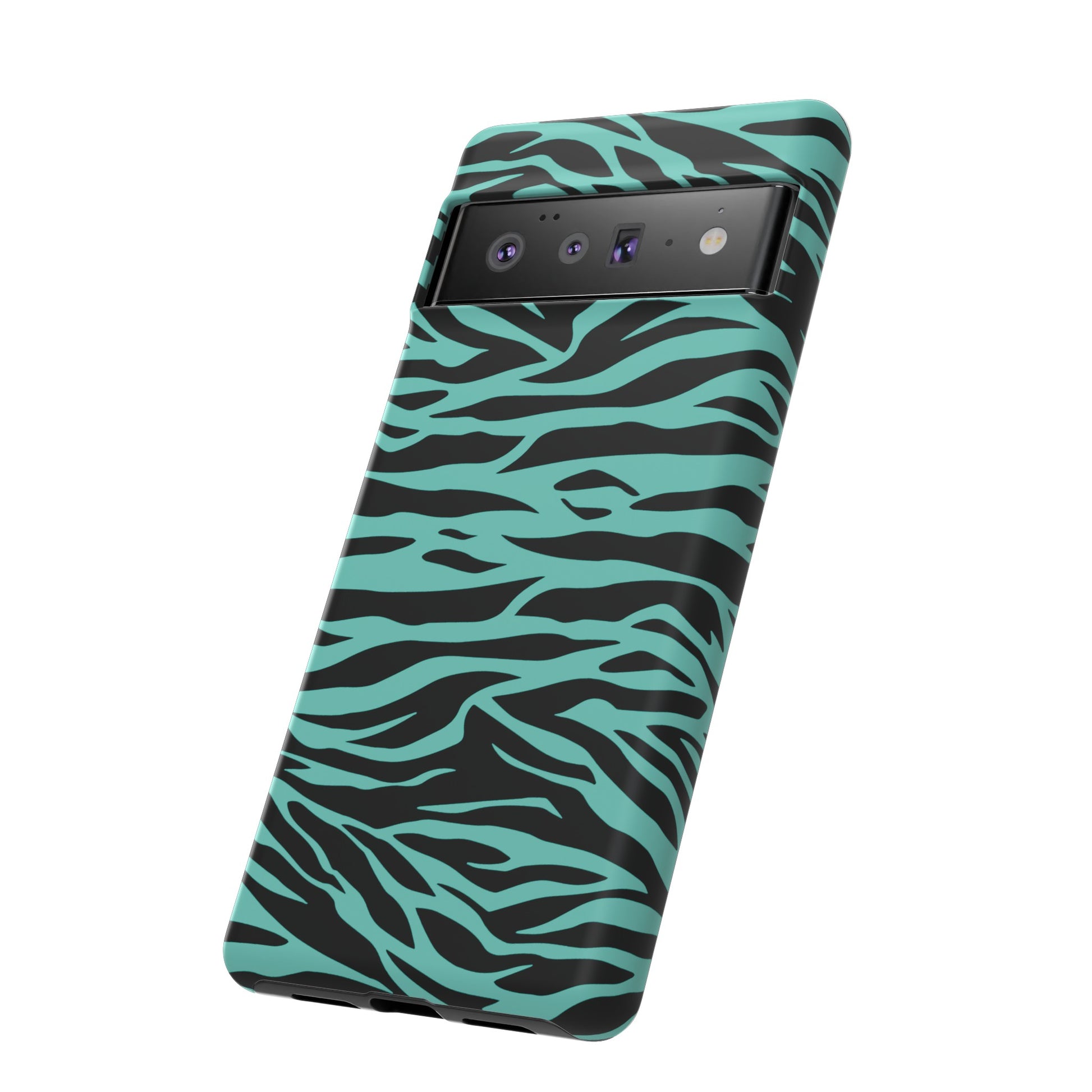 Aqua Cute Wild Tiger Print Pattern Tough Phone Case, Phone Case, JSCHAFFA.com