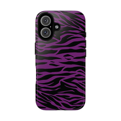 Purple Black Tiger print tough phone case