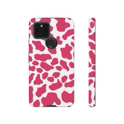 Pink Cow Print Cellphone Case iPhone Samsung Google, Phone Case, JSCHAFFA.com