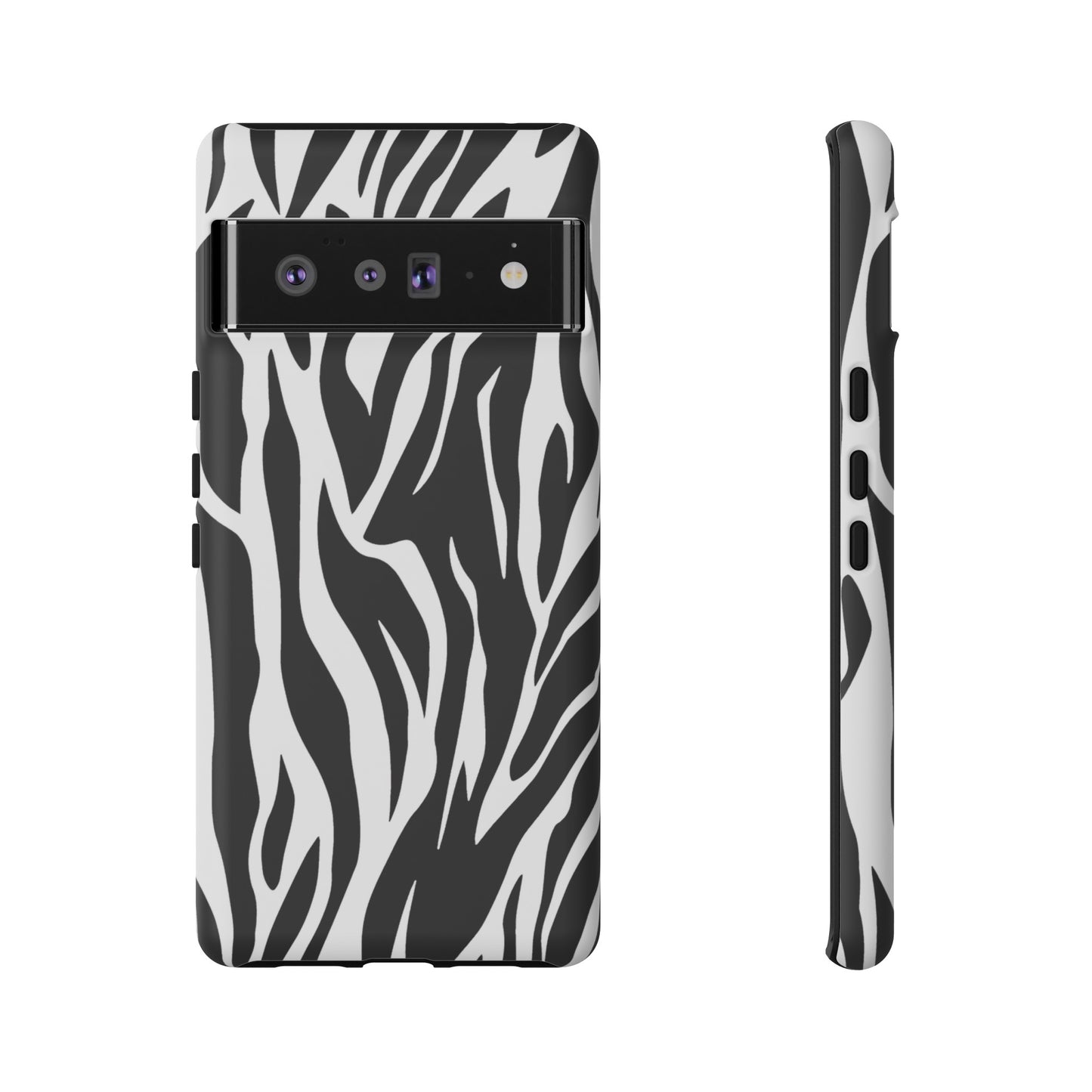 Black White Tiger Print Tough Case Cover for iPhone Samsung and Google phones., Phone Case, JSCHAFFA.com