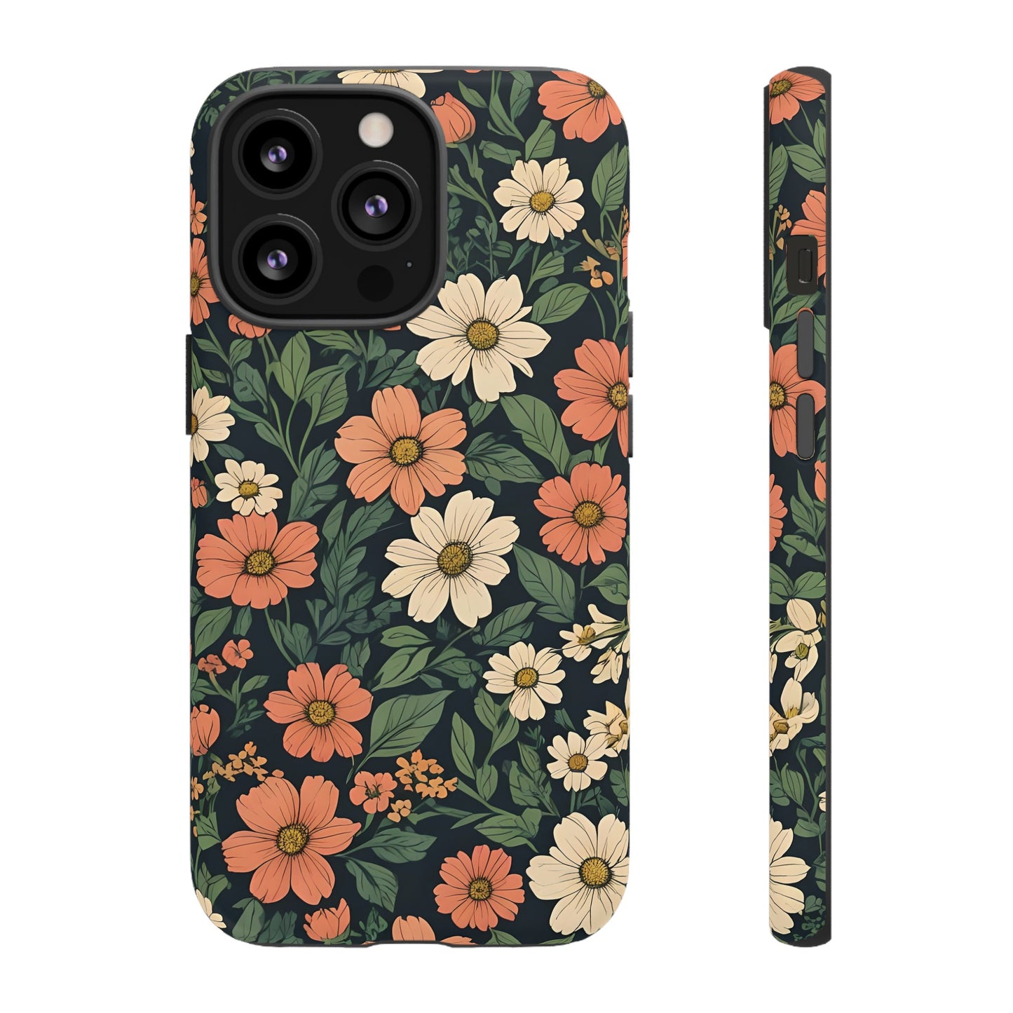 Orange & White Floral Phone Case - Elegant Protection for iPhone, Samsung, and Google Phones, Phone Case, JSCHAFFA.com