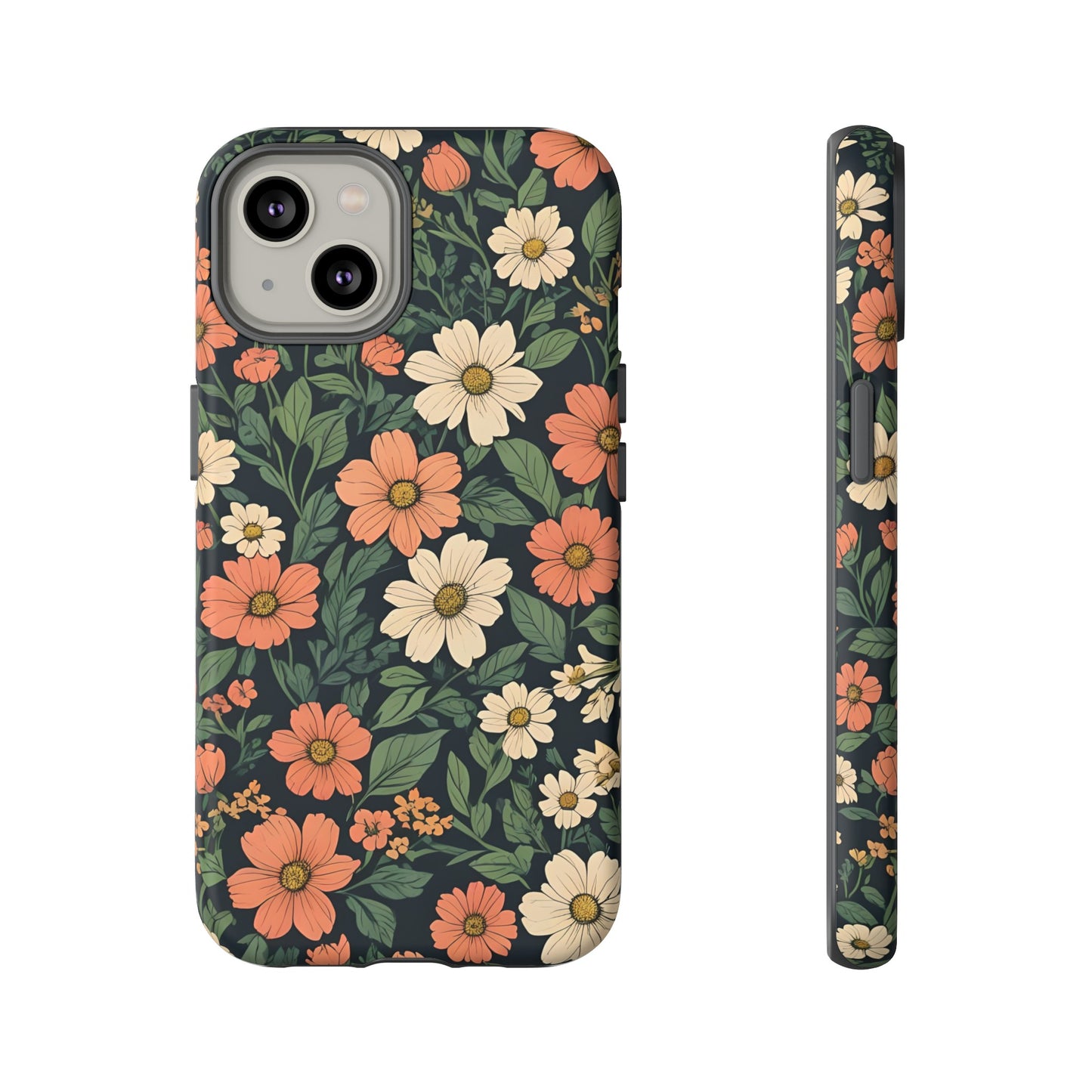 Orange & White Floral Phone Case - Elegant Protection for iPhone, Samsung, and Google Phones, Phone Case, JSCHAFFA.com