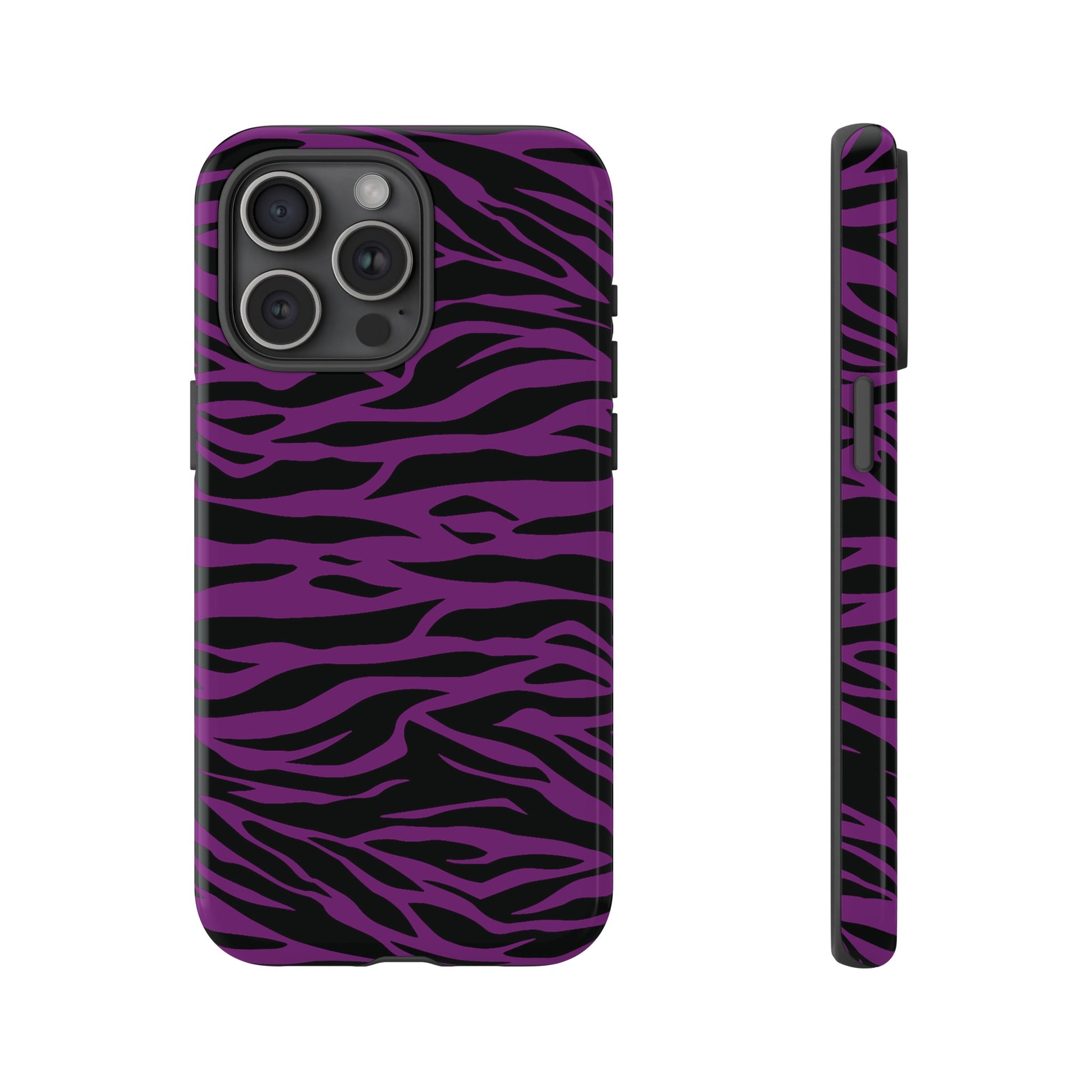 Purple Black Tiger print tough phone case, Phone Case, JSCHAFFA.com