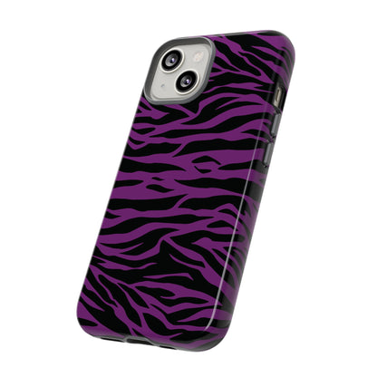 Purple Black Tiger print tough phone case, Phone Case, JSCHAFFA.com