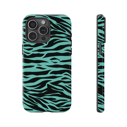 Aqua Cute Wild Tiger Print Pattern Tough Phone Case, Phone Case, JSCHAFFA.com