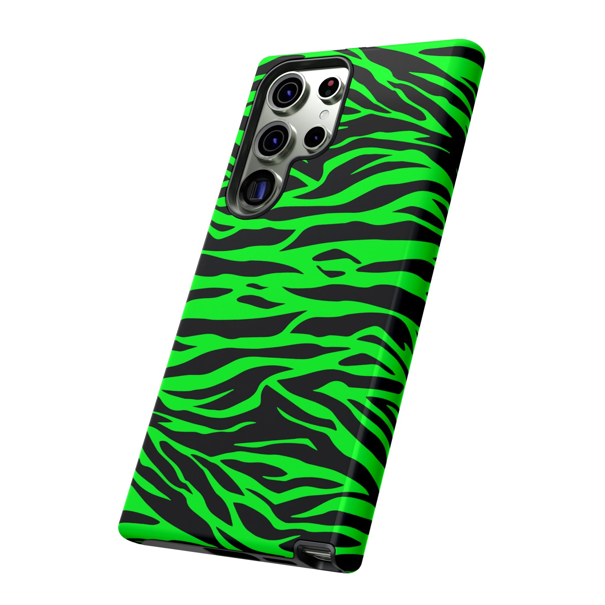 Green Cute Wild Tiger Print Pattern Tough Phone Case, Phone Case, JSCHAFFA.com