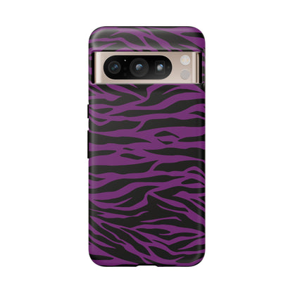 Purple Black Tiger print tough phone case, Phone Case, JSCHAFFA.com