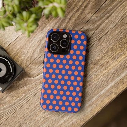 Cobalt Blue & Coral Polka dot Tough Case for iPhone, Samsung, Google