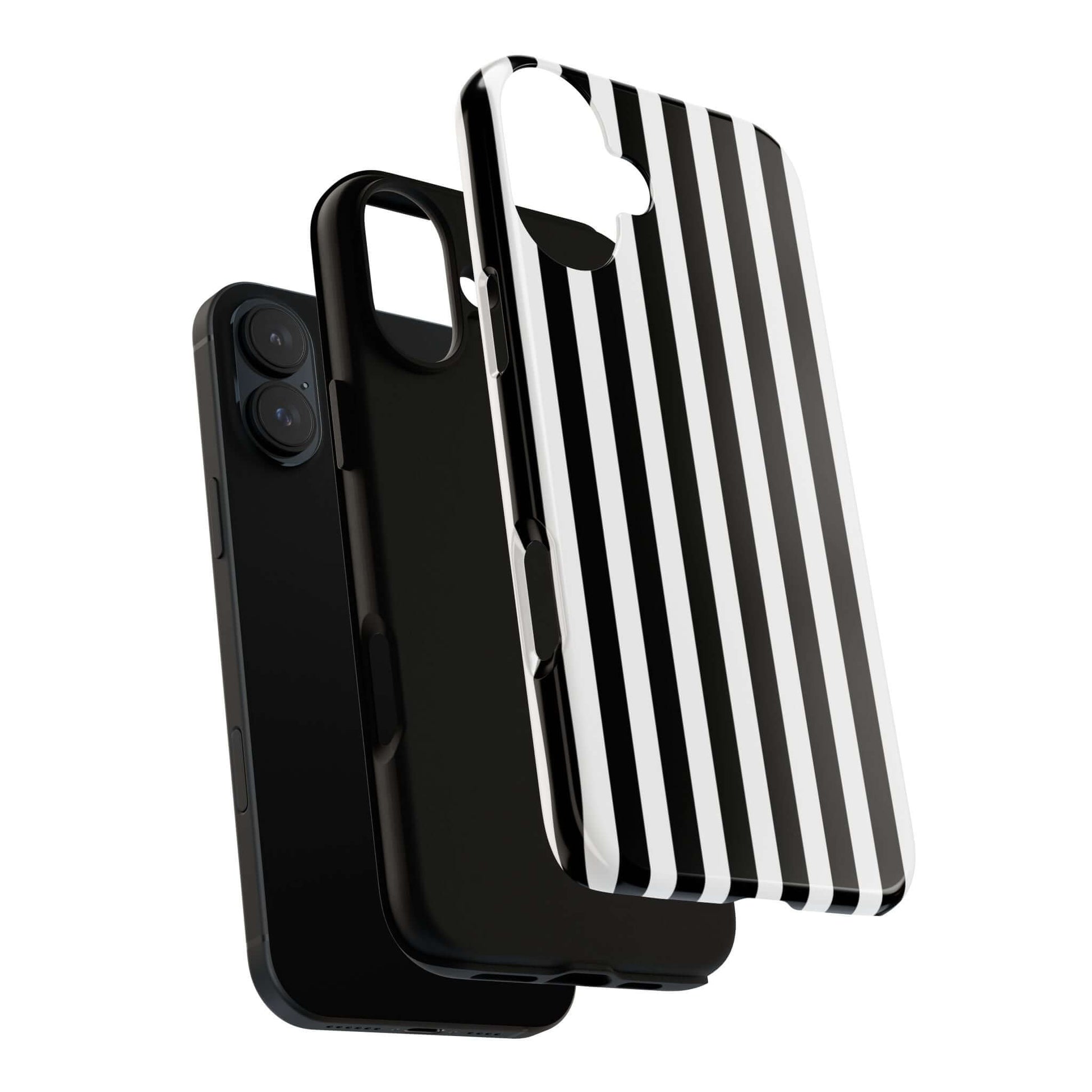 Black & White Horizontal Stripe Tough Phone Case for iPhone, Samsung, and Google Phones