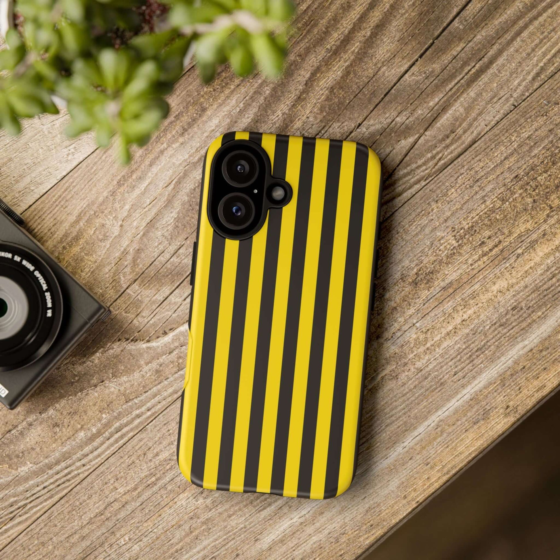 Yellow & Black Stripe Tough Case Phone Case for iPhone, Samsung, Google Mobile phones