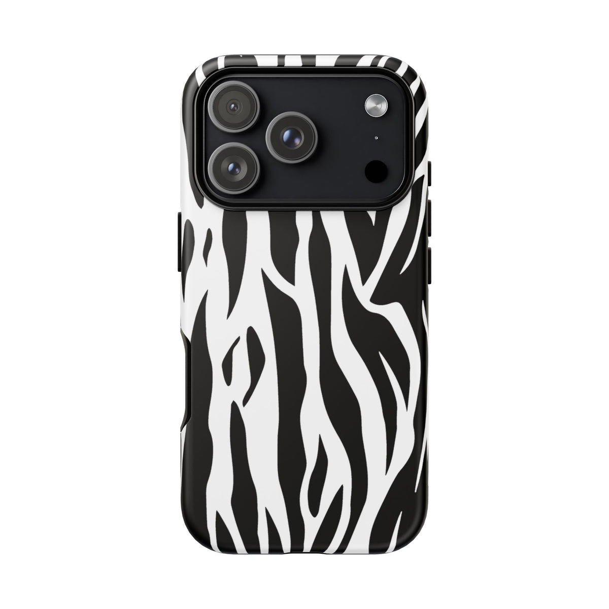 Black White Tiger Print Tough Case Cover for iPhone Samsung and Google phones.